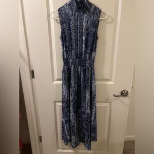 Blue snakeskin print maxi dress